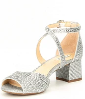 Alex Marie Seyland Rhinestone Cross Strap Block Heel Sandals