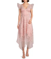 Alex Marie Sienna Embroidered Mesh Floral Applique Sleeveless Dress