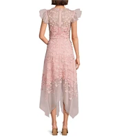 Alex Marie Sienna Embroidered Mesh Floral Applique Sleeveless Dress