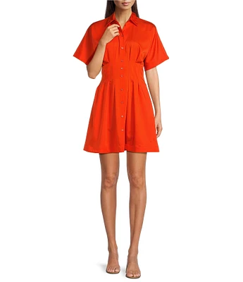 Alex Marie Sophia Button Down Collared Short Sleeve Dress
