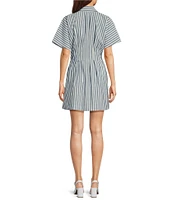 Alex Marie Sophia Stripe Button Down Collared Short Sleeve Dress