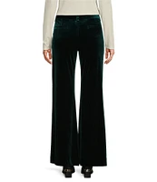 Alex Marie Stretch Velvet High Rise Flat Front Flare Long Length Coordinating Pant