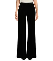 Alex Marie Stretch Velvet High Rise Flat Front Flare Long Length Coordinating Pant