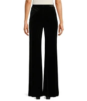 Alex Marie Stretch Velvet High Rise Flat Front Flare Long Length Coordinating Pant