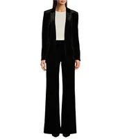 Alex Marie Stretch Velvet High Rise Flat Front Flare Long Length Coordinating Pant