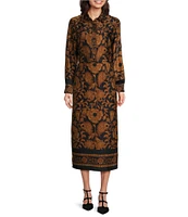 Alex Marie Tallulah Satin Crepe Brown Floral Print High Rise Pencil Midi Coordinating Skirt