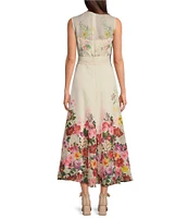 Alex Marie Talulla Floral Organza Sleeveless Tie Waist Maxi Dress