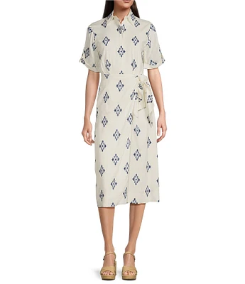 Alex Marie Tiffany Linen Short Sleeve Midi Wrap Dress