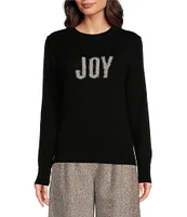 Alex Marie Wool Blend Knit Tinsel Joy Holiday Block Crew Neck Long Sleeve Pullover Sweater