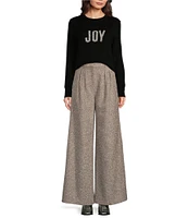 Alex Marie Wool Blend Knit Tinsel Joy Holiday Block Crew Neck Long Sleeve Pullover Sweater