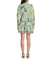 Alex Marie Wren Bird Print Long Sleeve Button Front Dress