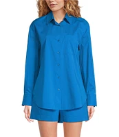 Alex Marie x Brrr° Iris Cotton Poplin Moisture Wicking Point Collar Button Front Blouse