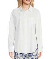 Alex Marie x Brrr° Iris Cotton Poplin Moisture Wicking Point Collar Button Front Blouse