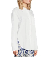 Alex Marie x Brrr° Iris Cotton Poplin Moisture Wicking Point Collar Button Front Blouse