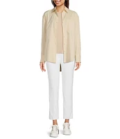 Alex Marie x Brrr° Iris Cotton Poplin Moisture Wicking Point Collar Button Front Blouse