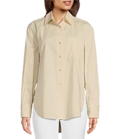 Alex Marie x Brrr° Iris Cotton Poplin Moisture Wicking Point Collar Button Front Blouse