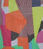 Ali Miles Abstract Print Round Neck 3/4 Dolman Cinch Tie Sleeve Tunic