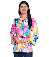 Ali Miles Abstract Wire Collar 3/4 Sleeve Button-Front Jacket