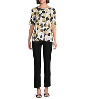 Ali Miles Allover Spot Print Round Neck Elbow Sleeve Tunic