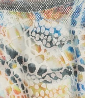 Ali Miles Burnout Knit Abstract Print Round Neck 3/4 Sleeve Tunic