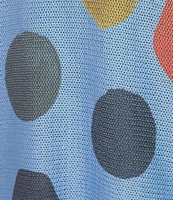 Ali Miles Colorful Dot Mesh Knit Scoop Neck Long Dolman Sleeve Popover Tunic