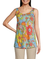 Ali Miles Floral Multi Print Button Front Tank Set