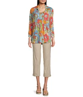 Ali Miles Floral Multi Print Button Front Tank Set