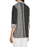 Ali Miles Front Wire Collar 3/4 Sleeve Woven Blouse