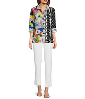Ali Miles Front Wire Collar 3/4 Sleeve Woven Blouse