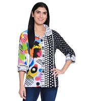 Ali Miles Front Wire Collar 3/4 Sleeve Woven Blouse