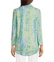 Ali Miles Green Abstract Print Button Front Tank Set