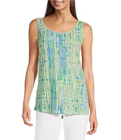 Ali Miles Green Abstract Print Button Front Tank Set