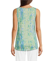 Ali Miles Green Abstract Print Button Front Tank Set