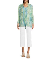 Ali Miles Green Abstract Print Button Front Tank Set