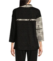 Ali Miles Jacquard Multi Pattern Mock Neck Long Sleeve Tunic