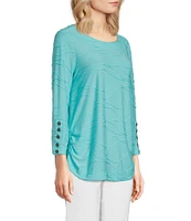 Ali Miles Knit Textured 3/4 Sleeve Side CinchTie Tunic