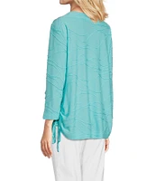 Ali Miles Knit Textured 3/4 Sleeve Side CinchTie Tunic