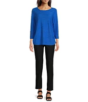 Ali Miles Knit Textured 3/4 Sleeve Side CinchTie Tunic