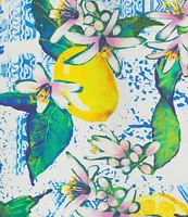 Ali Miles Lemon Fruit Print Point Collar Button Front Jacket