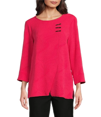 Ali Miles Petite Size Round Neck 3/4 Sleeve Tunic
