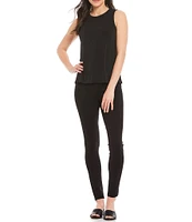 Ali Miles Petite Size Scoop Neck Crepe Lux Tank