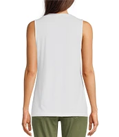 Ali Miles Petite Size Scoop Neck Crepe Lux Tank