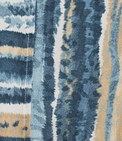 Ali Miles Petite Size Woven Linen Blend Abstract Stripe Round Neck Elbow Sleeve Sharkbite Hem Tunic