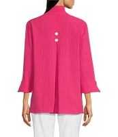 Ali Miles Petite Size Woven Wire Collar 3/4 Sleeve Button Front Tunic