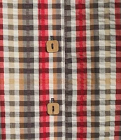 Ali Miles Plaid Point Collar 3/4 Sleeve Button Down Top