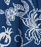 Ali Miles Plus Size Floral U-Shaped Neck Elbow Sleeve Tunic