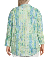 Ali Miles Plus Size Abstract Print Button Front Tank Set