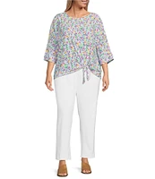 Ali Miles Plus Size Knit Pull-On Straight Leg Pants