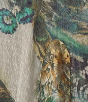 Ali Miles Plus Size Printed 3/4 Sleeve Open Front Kimono