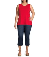 Ali Miles Plus Size Crepe Lux Crew Neck Sleeveless Tank